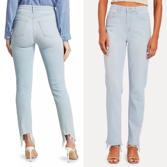 NWT L'AGENCE 90s High Rise Distressed Denim Ankle Crop Fray Hem Straight Jean 25 - Picture 2 of 10